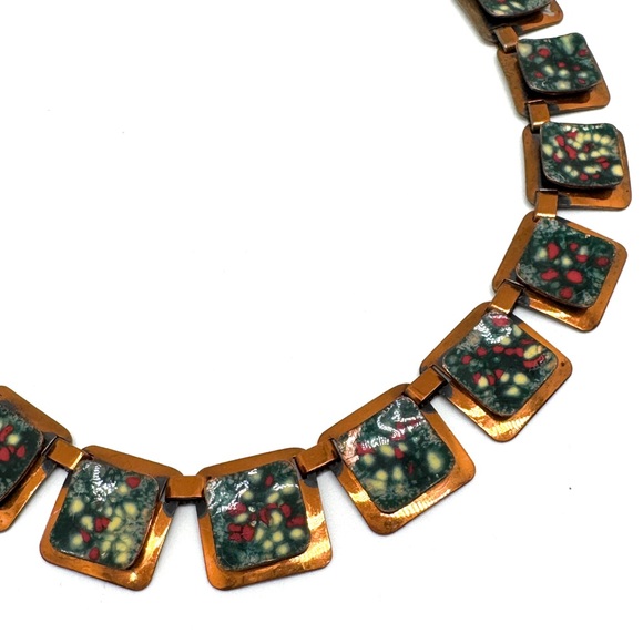 Matisse Renoir Copper and Enamel Square Link Necklace - Picture 2 of 16